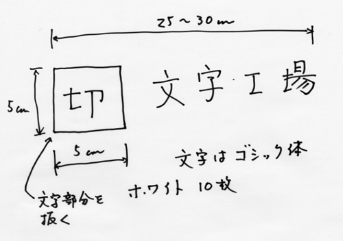 カッティングシール注文手書きレイアウト一例